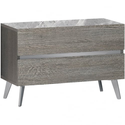 Victoria Nightstand in Grey Oak Veneer & Grey Marble Look